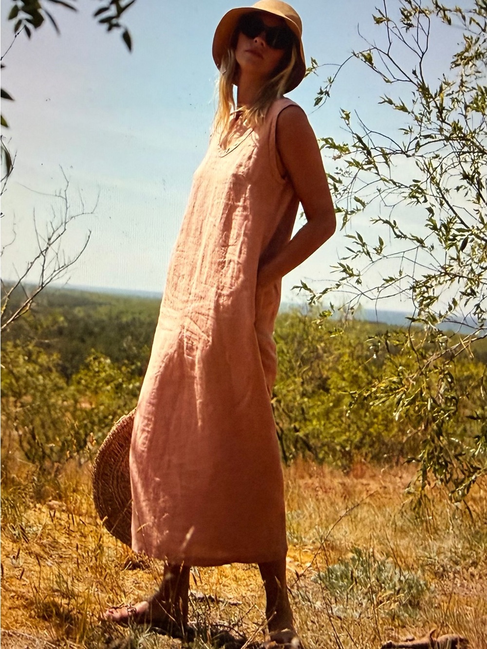 Sauths - Nida Linen Dress in Dusty Rose - Size S
